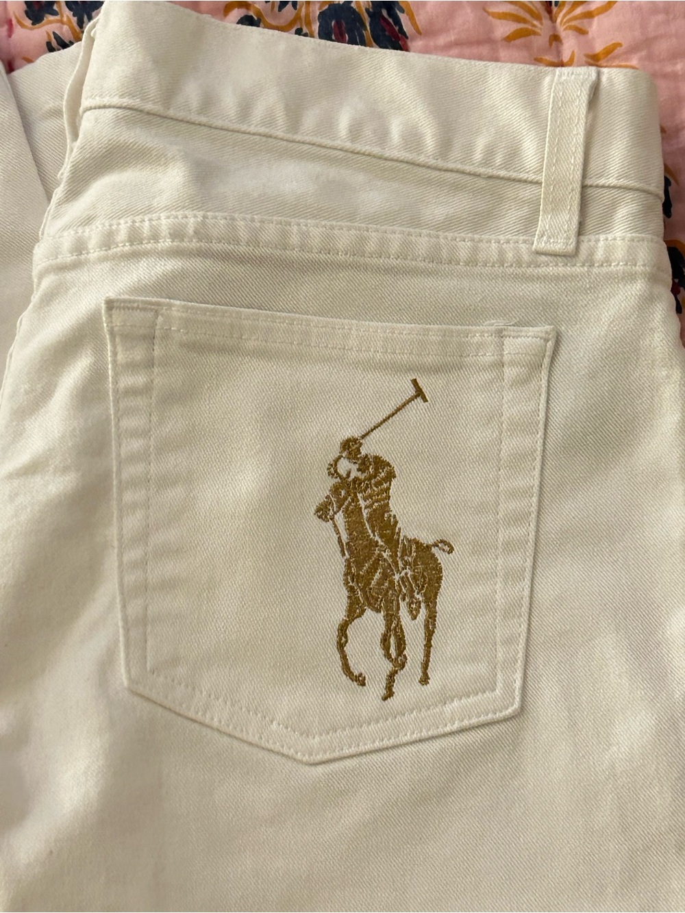 Polo by Ralph Lauren Women’s white Jeans with Gold Embroidery logo size 29
